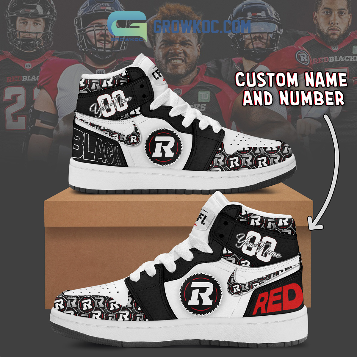 Ottawa Redblacks AJ1 High Sneakers Shoes For Men And Women Calebmatthewhans