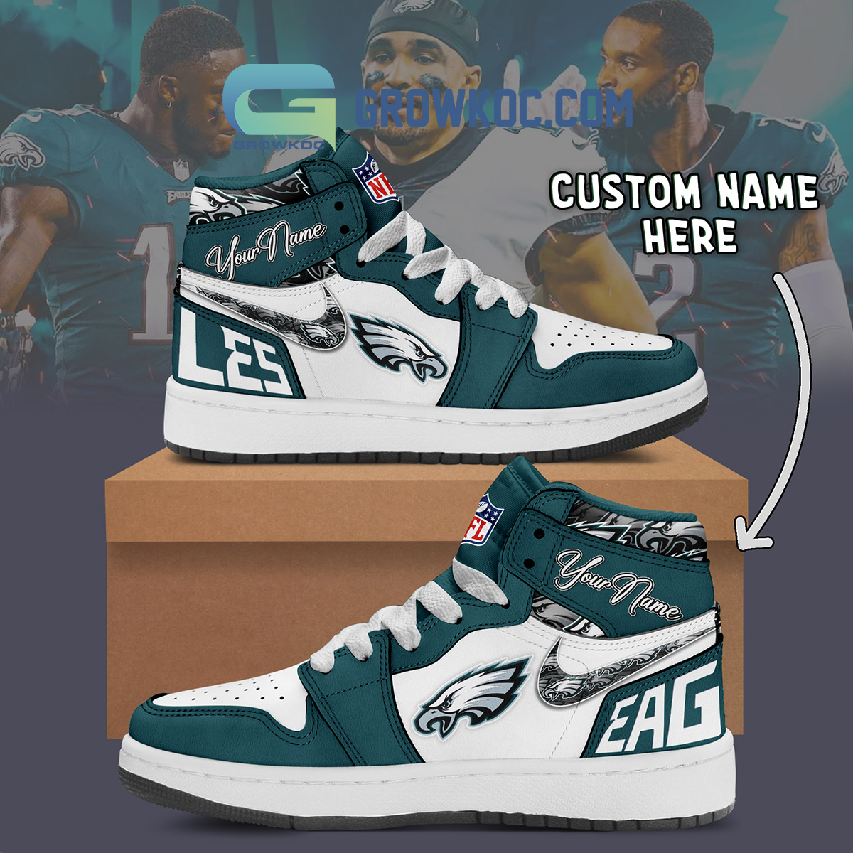 Philadelphia Eagles AJ1 High Sneakers Shoes For Men And Women Calebmatthewhans
