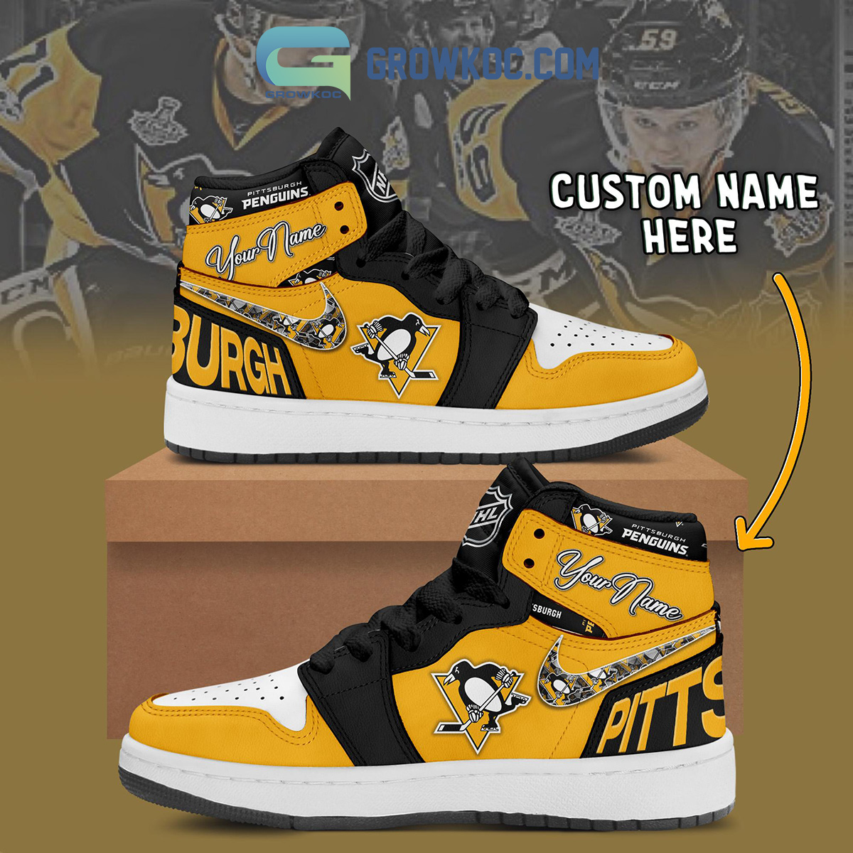 Pittsburgh Penguins AJ1 High Sneakers Shoes For Men And Women Calebmatthewhans