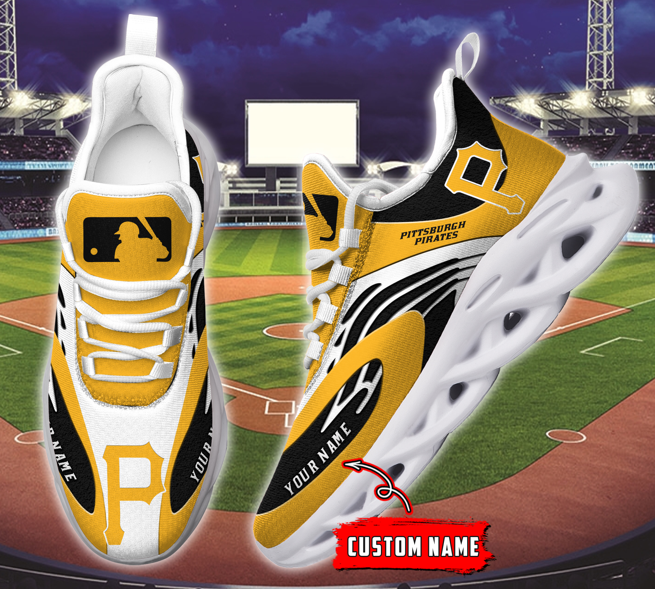 Pittsburgh Pirates MLB Max Soul Shoes Sneakers For Men And Women Calebmatthewhans