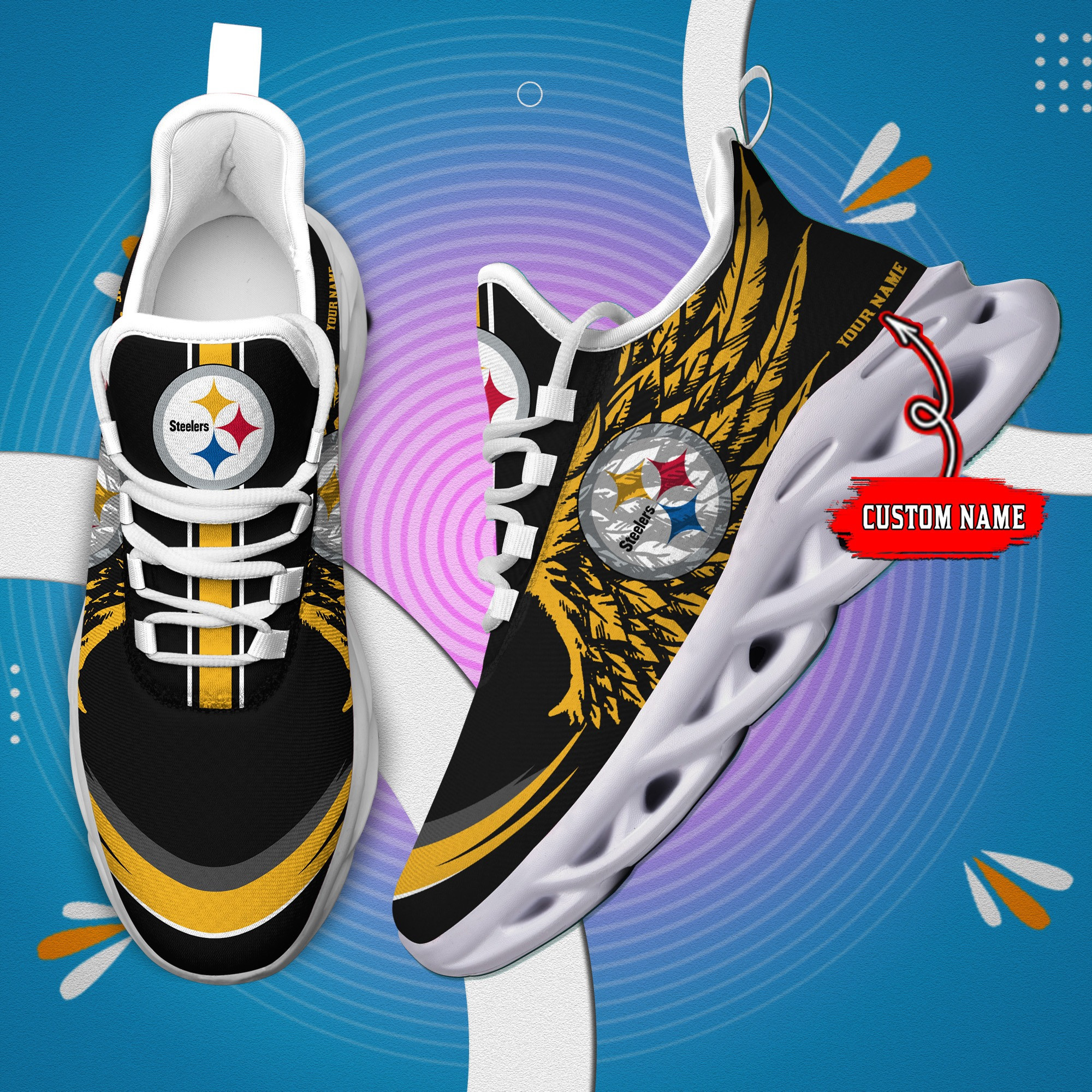 Pittsburgh Steelers NFL Max Soul Shoes Sneakers For Men And Women Calebmatthewhans