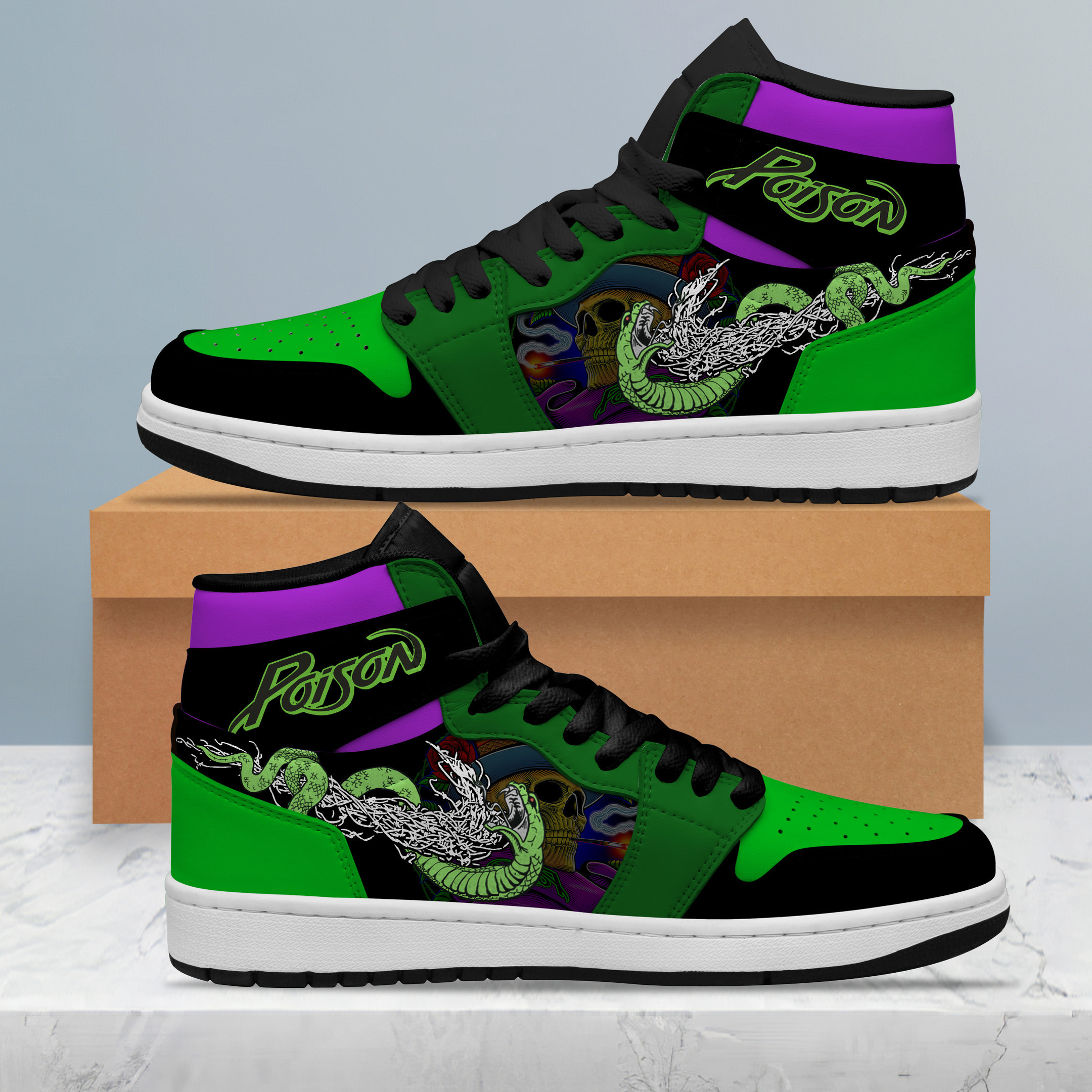 Poison AJ1 High Sneakers Shoes For Men And Women Calebmatthewhans