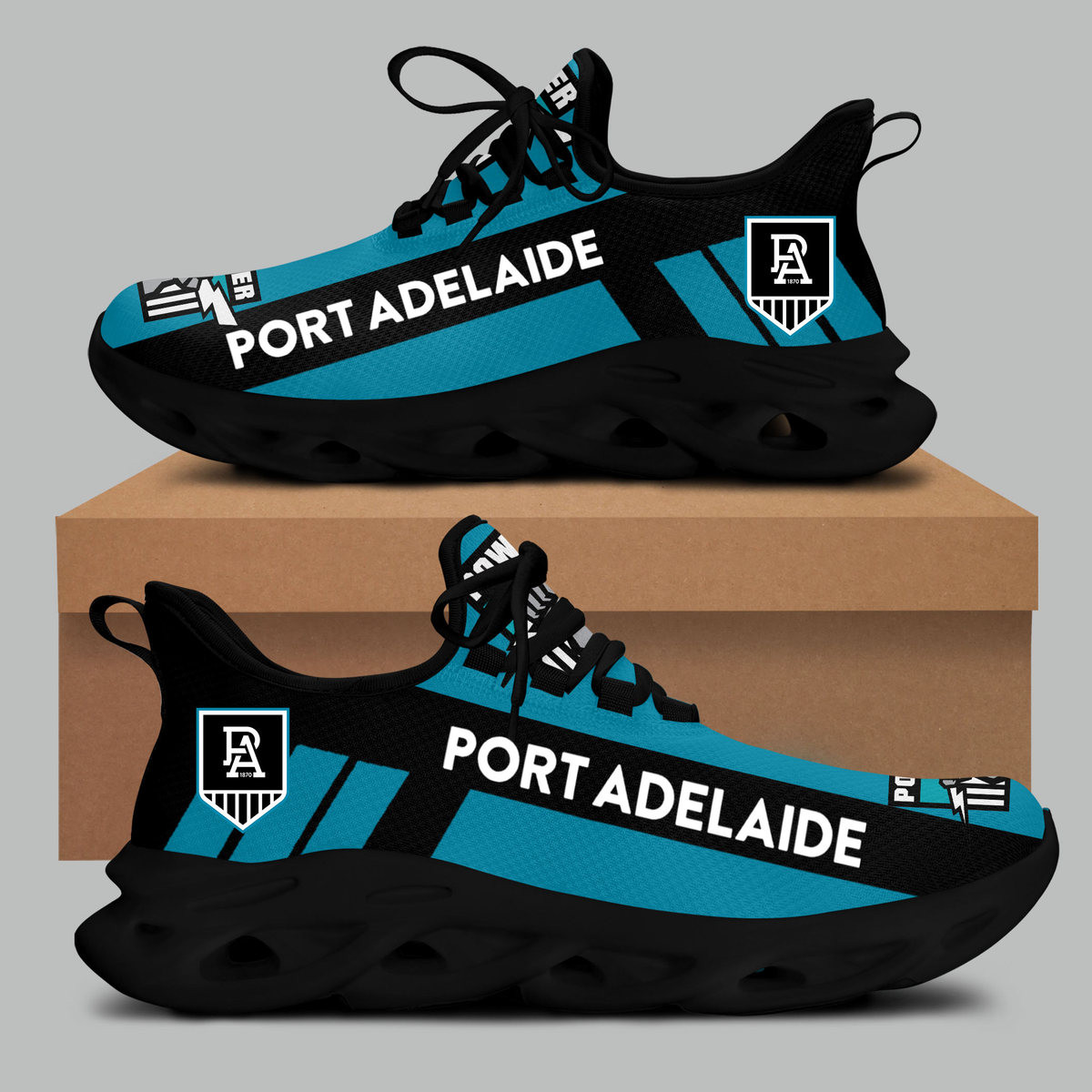 Port Adelaide Power Max Soul Shoes Sneakers For Men And Women Calebmatthewhans