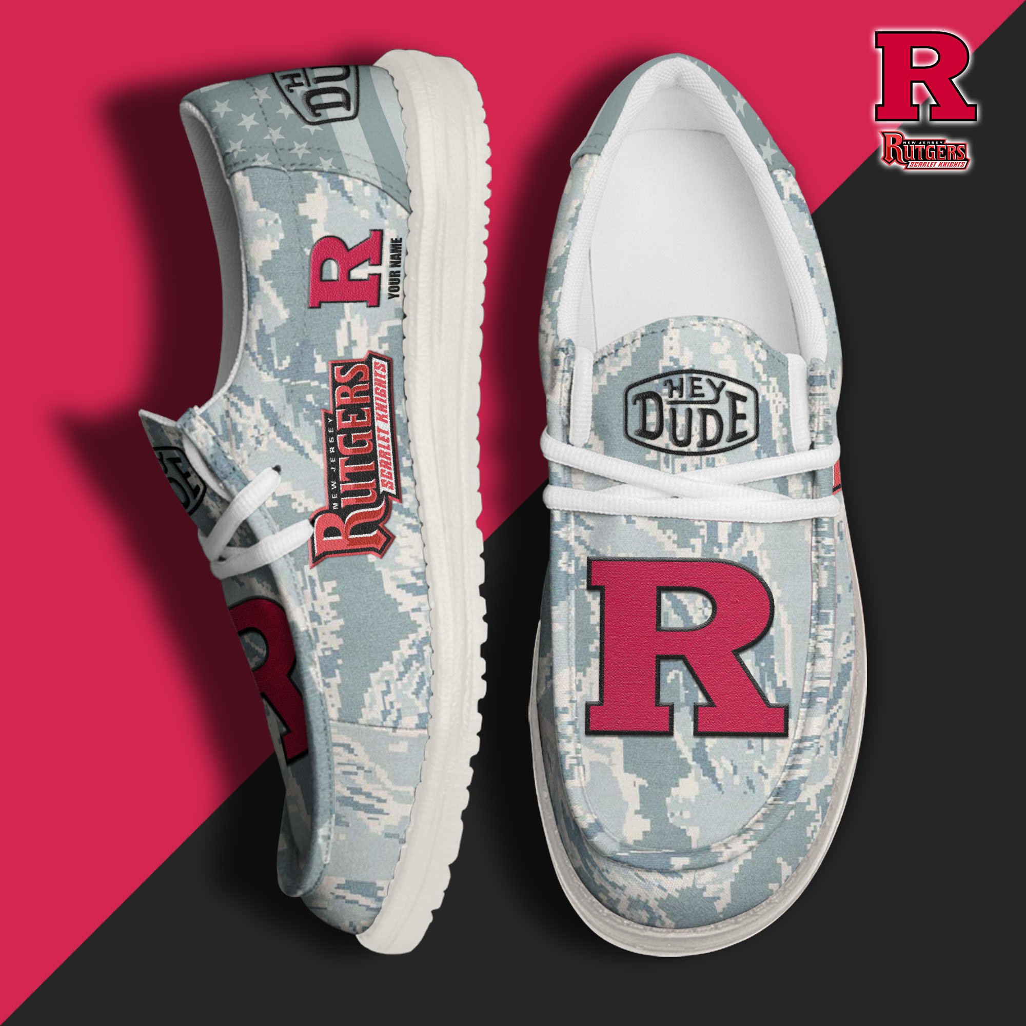 Rutgers Scarlet Knights Personalized Hey Dude Shoes For Men And Women Calebmatthewhans