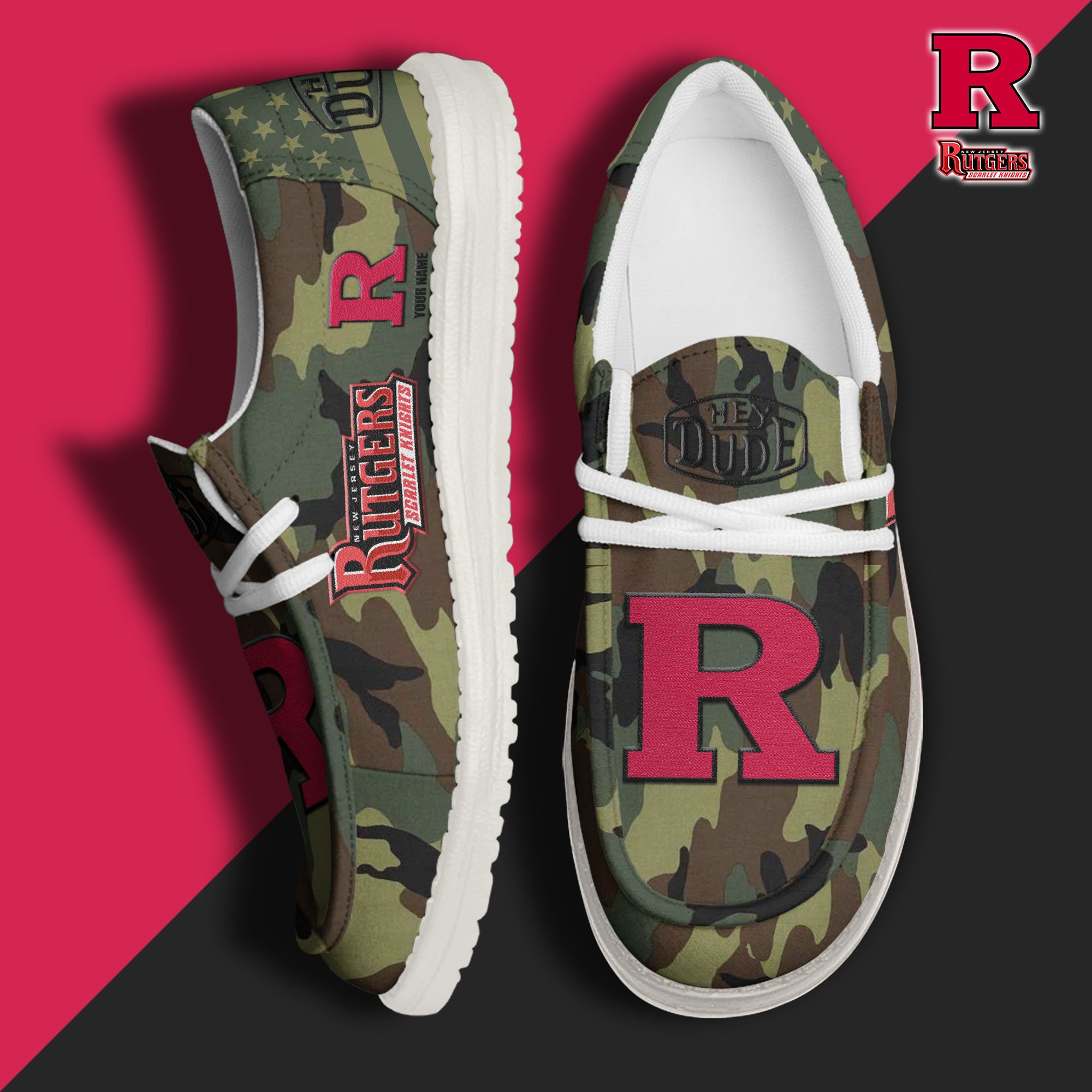 Rutgers Scarlet Knights Personalized Hey Dude Shoes For Men And Women Calebmatthewhans