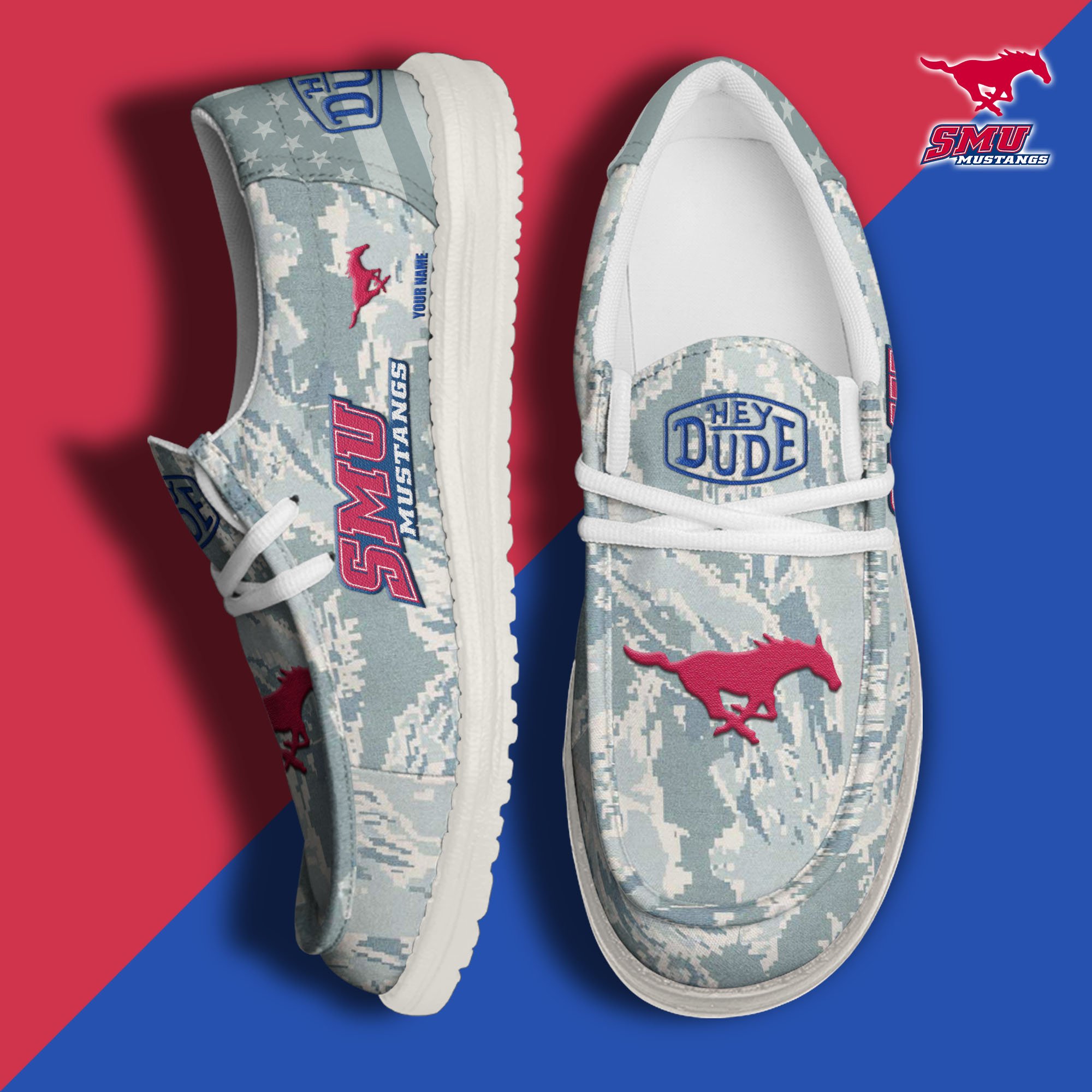 SMU Mustangs Personalized Hey Dude Shoes For Men And Women Calebmatthewhans