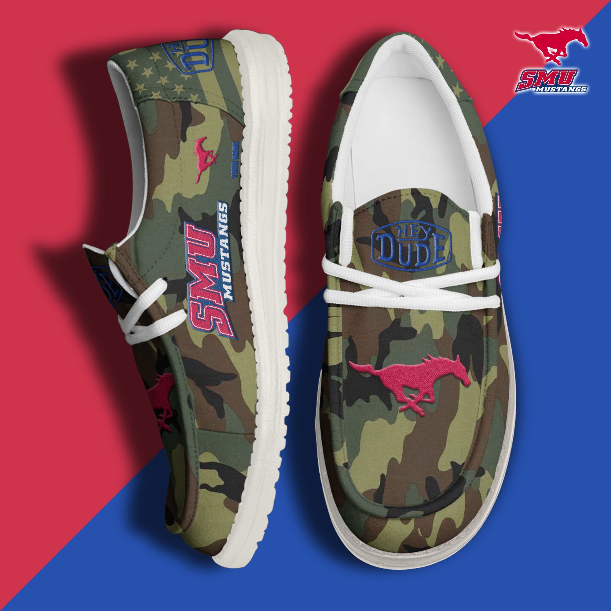 SMU Mustangs Personalized Hey Dude Shoes For Men And Women Calebmatthewhans