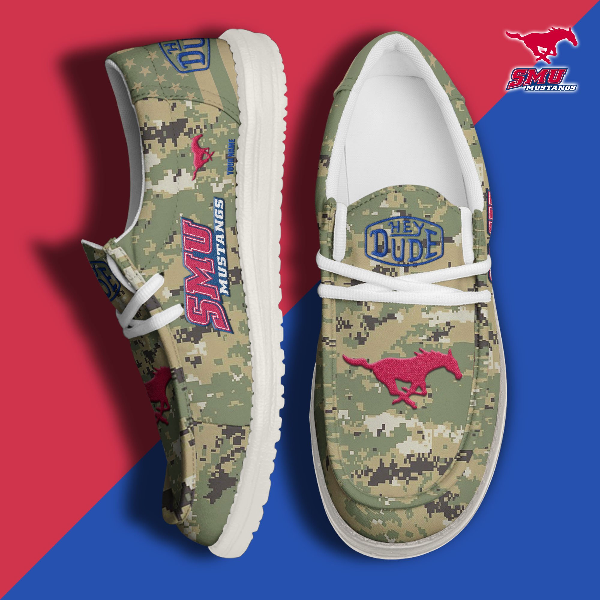 SMU Mustangs Personalized Hey Dude Shoes For Men And Women Calebmatthewhans