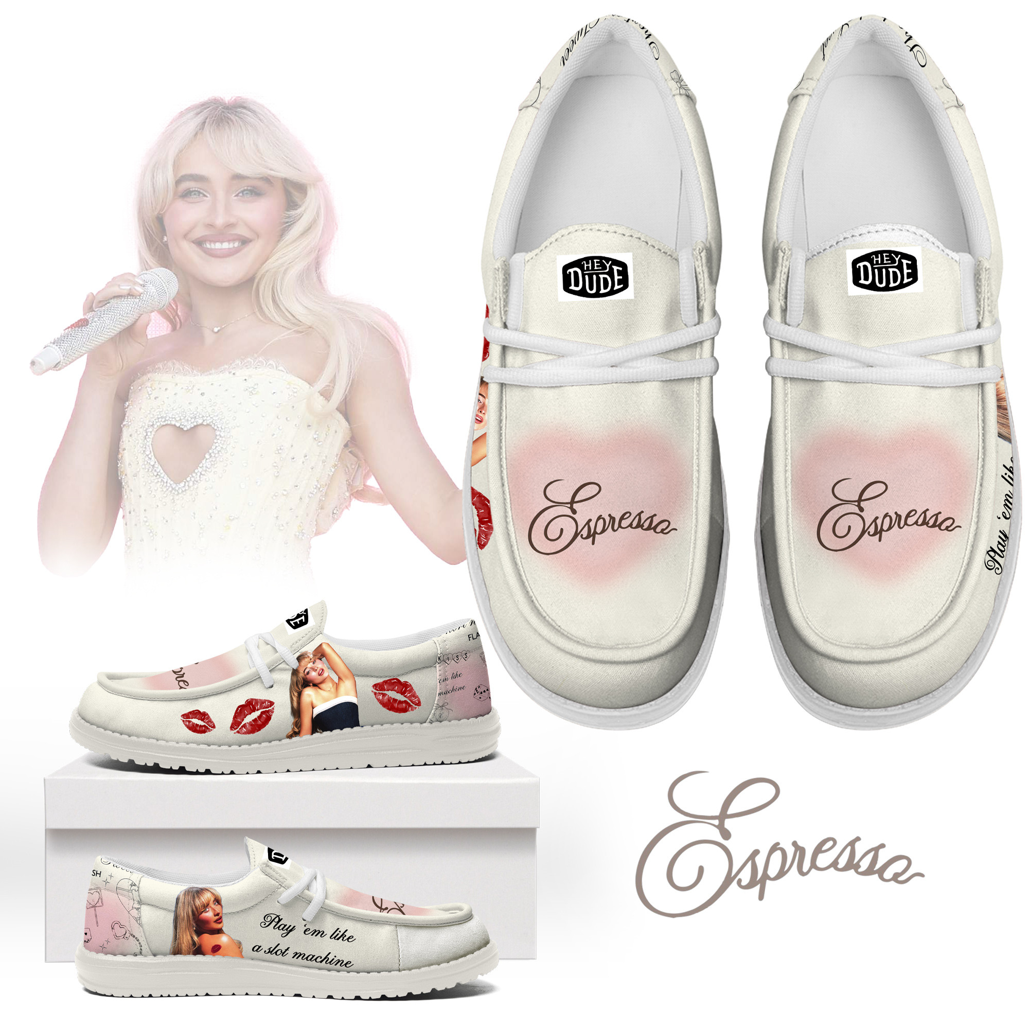 Sabrina Carpenter Personalized Hey Dude Shoes For Men And Women Calebmatthewhans