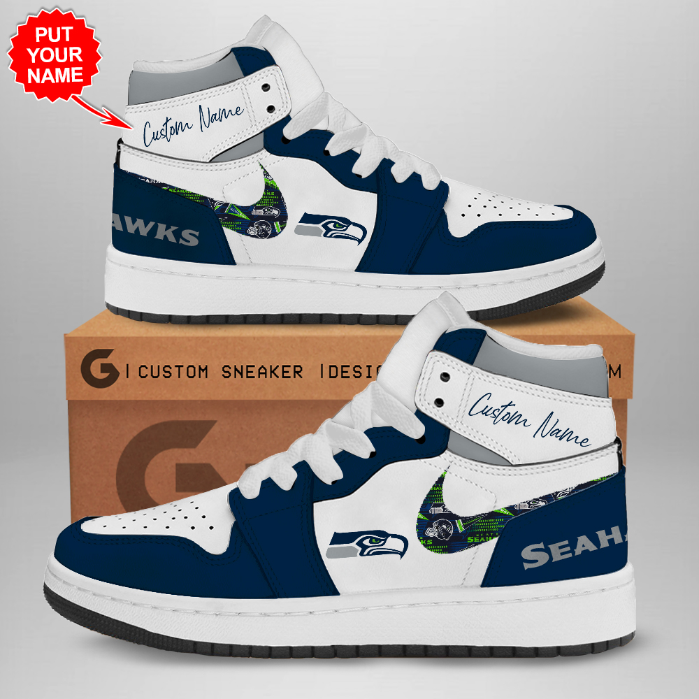 Seattle Seahawks AJ1 High Sneakers Shoes For Men And Women Calebmatthewhans