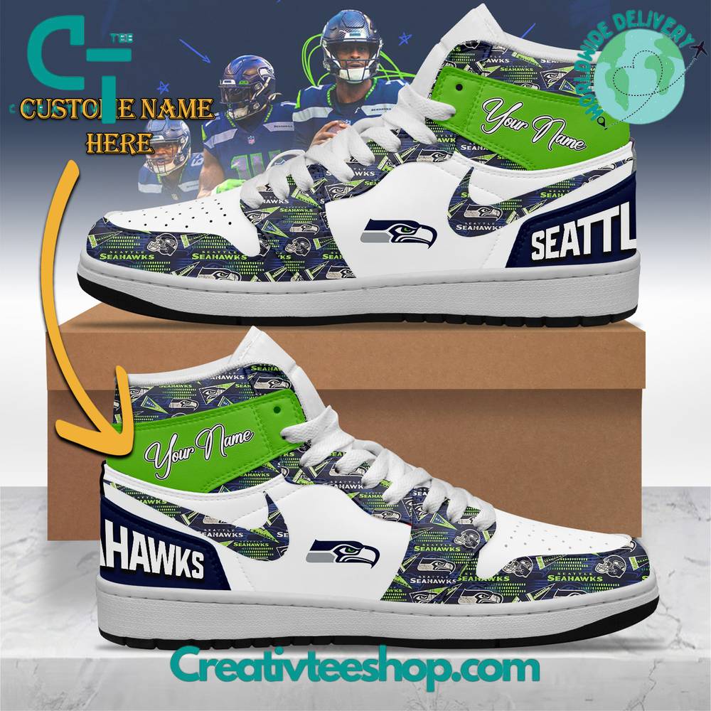 Seattle Seahawks AJ1 High Sneakers Shoes For Men And Women Calebmatthewhans