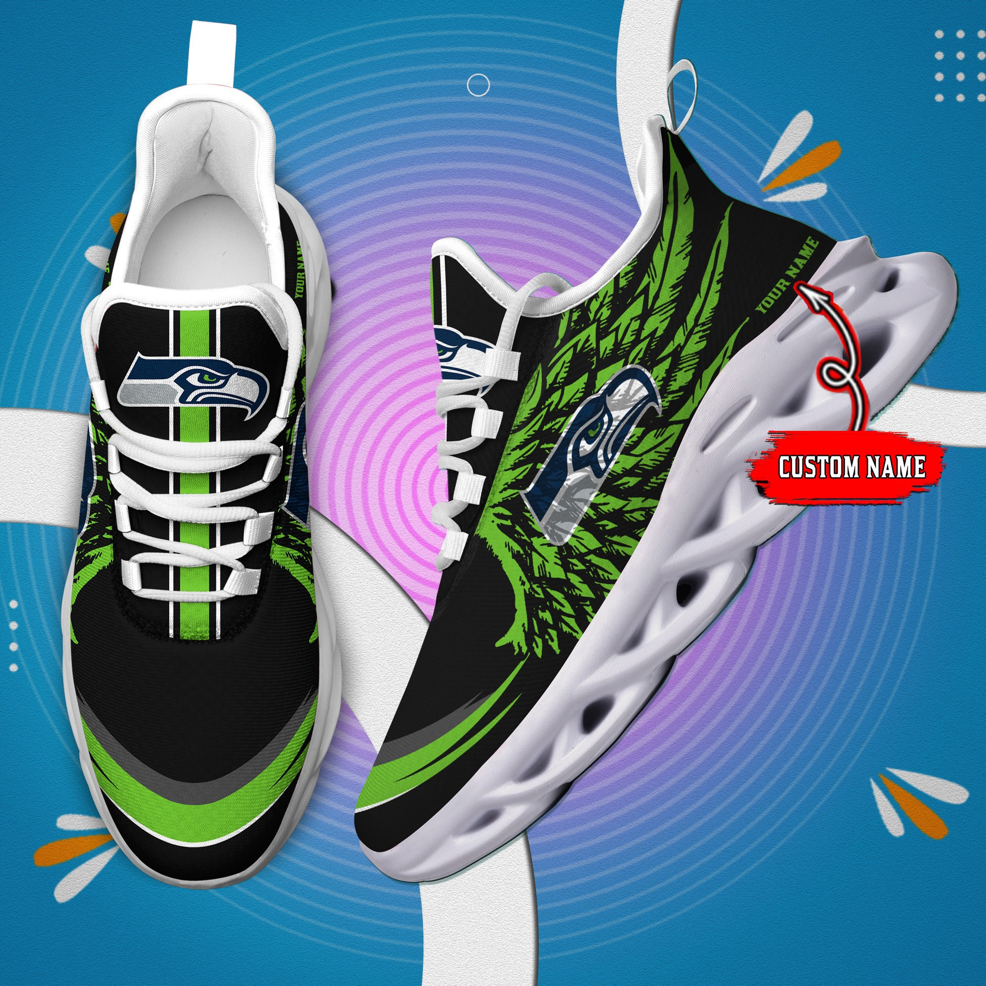 Seattle Seahawks NFL Max Soul Shoes Sneakers For Men And Women Calebmatthewhans