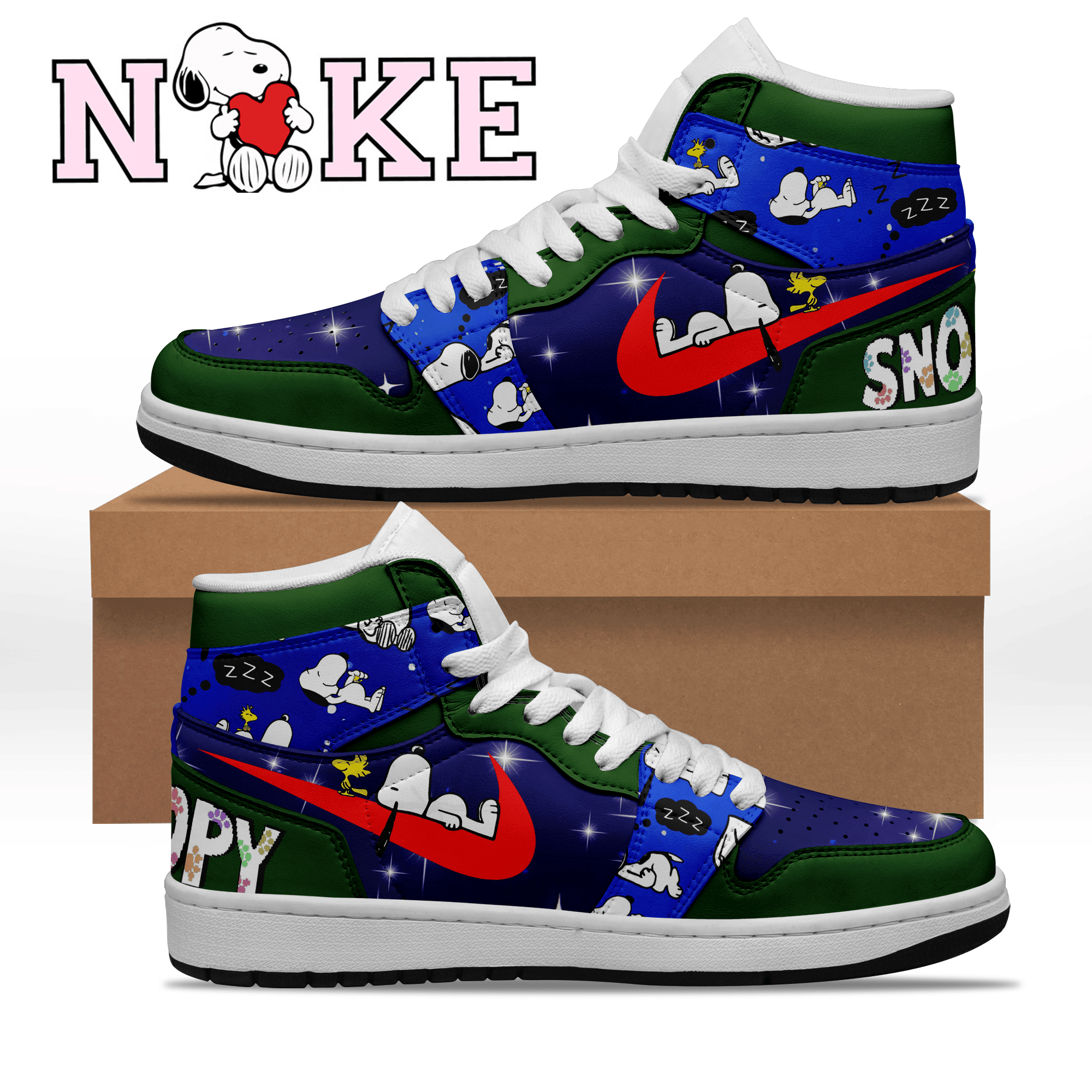Snoopy AJ1 High Sneakers Shoes For Men And Women Calebmatthewhans