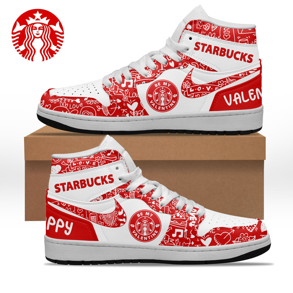 Starbucks AJ1 High Sneakers Shoes For Men And Women Calebmatthewhans