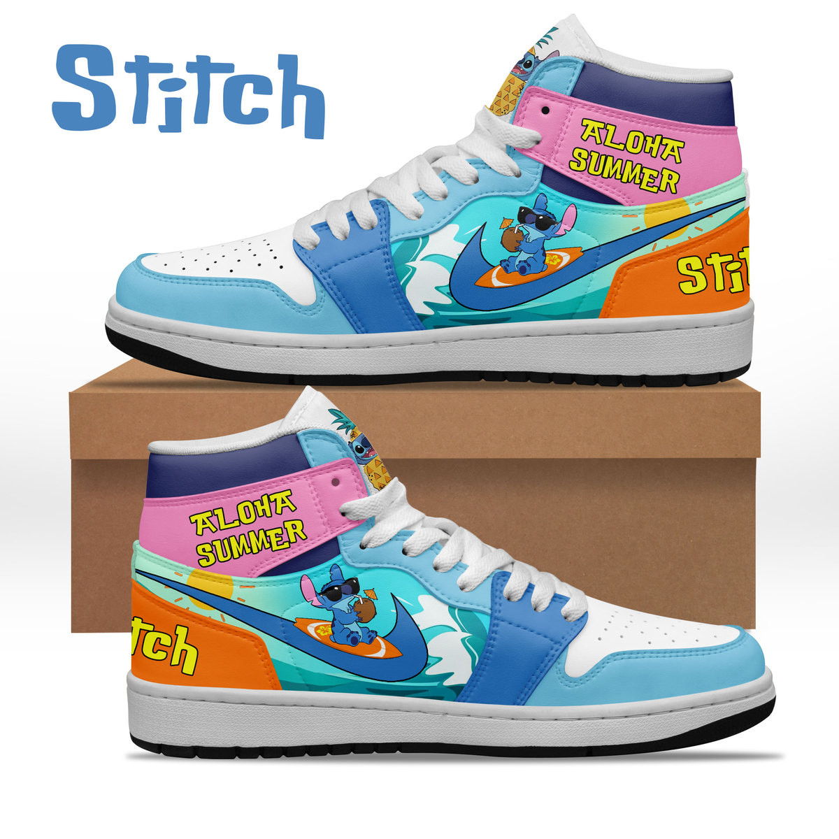 Stitch AJ1 High Sneakers Shoes For Men And Women Calebmatthewhans