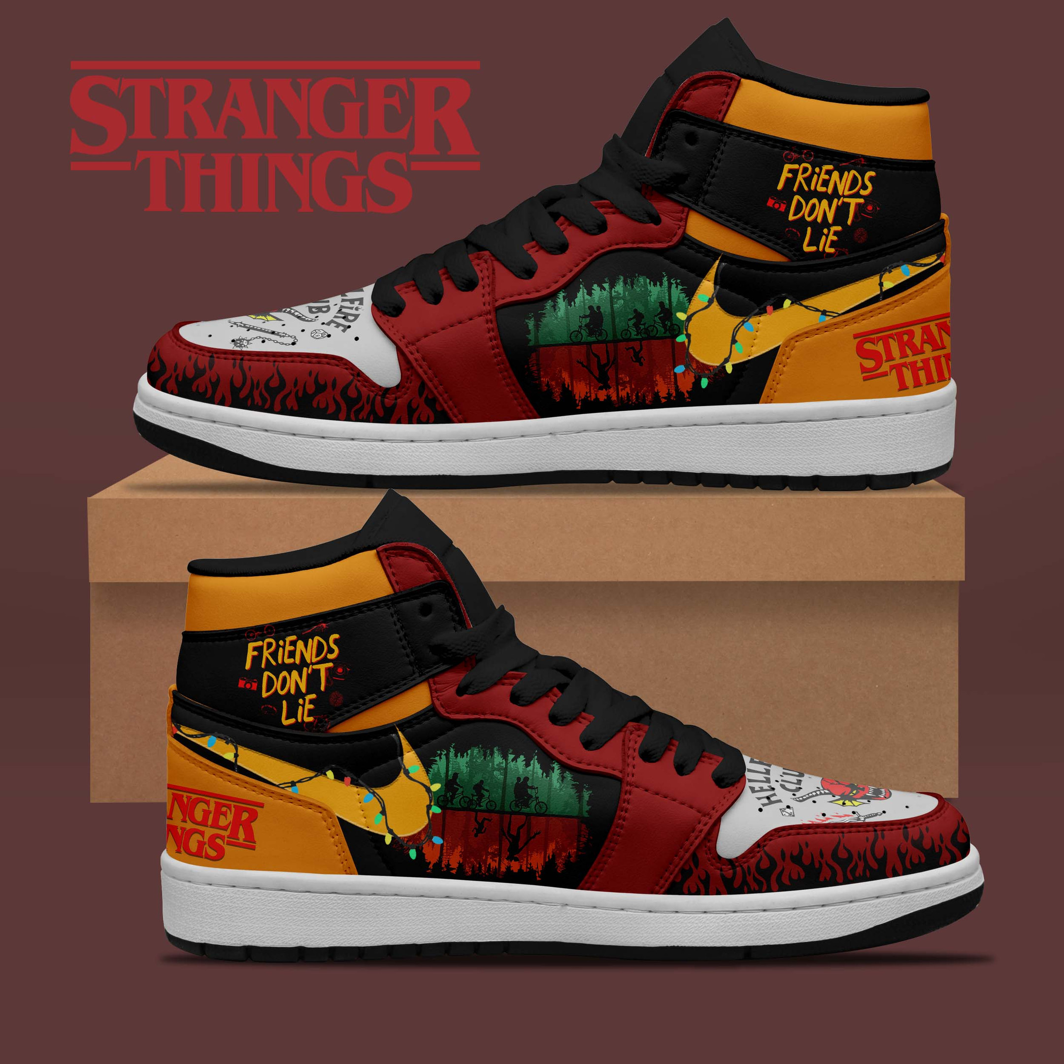Stranger Things AJ1 High Sneakers Shoes For Men And Women Calebmatthewhans