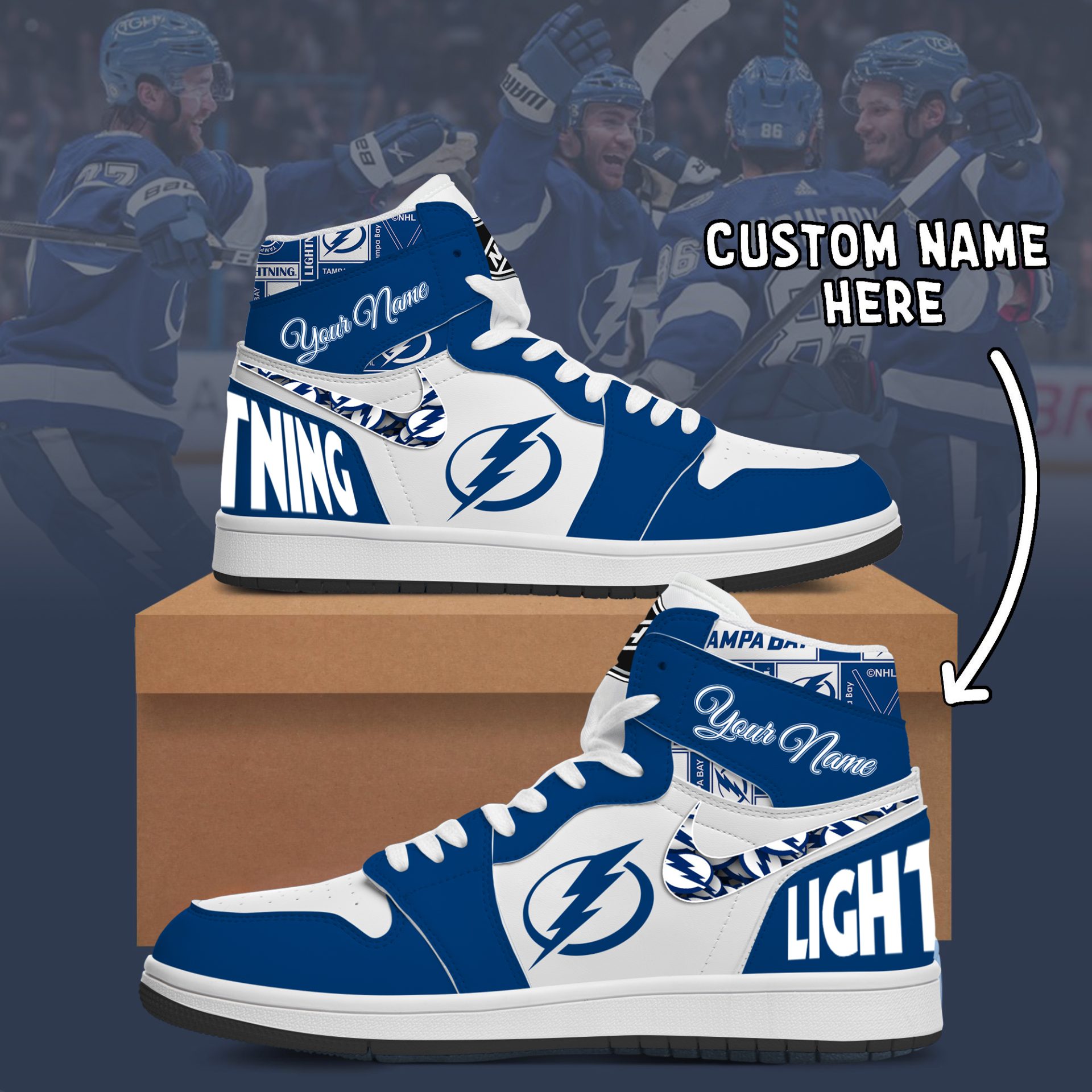 Tampa Bay Lightning AJ1 High Sneakers Shoes For Men And Women Calebmatthewhans