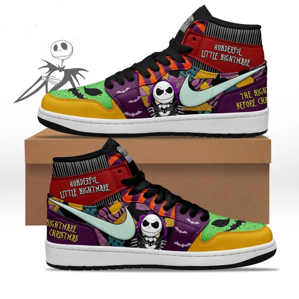 The Nightmare Before Christmas Skull AJ1 High Sneakers Shoes For Men And Women Calebmatthewhans