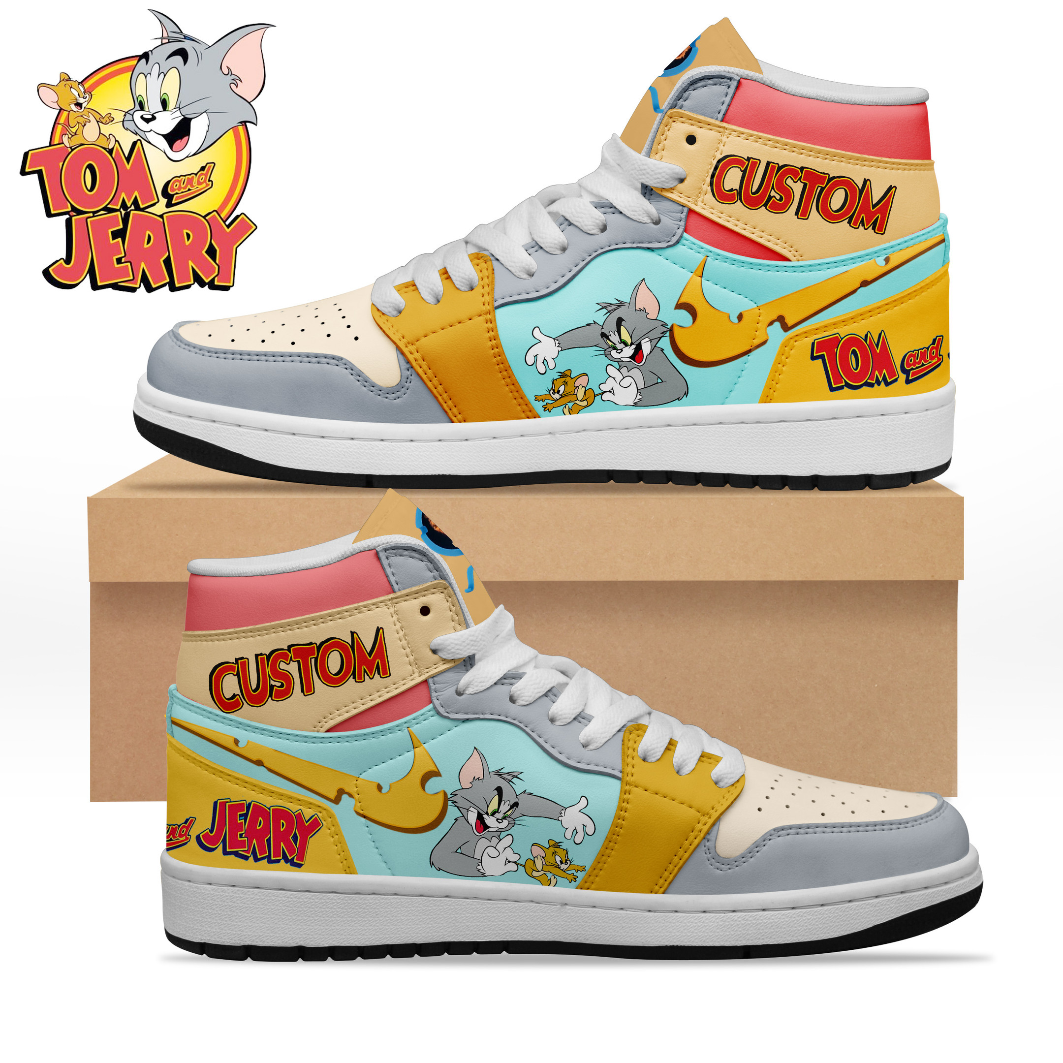Tom & Jerry AJ1 High Sneakers Shoes For Men And Women Calebmatthewhans