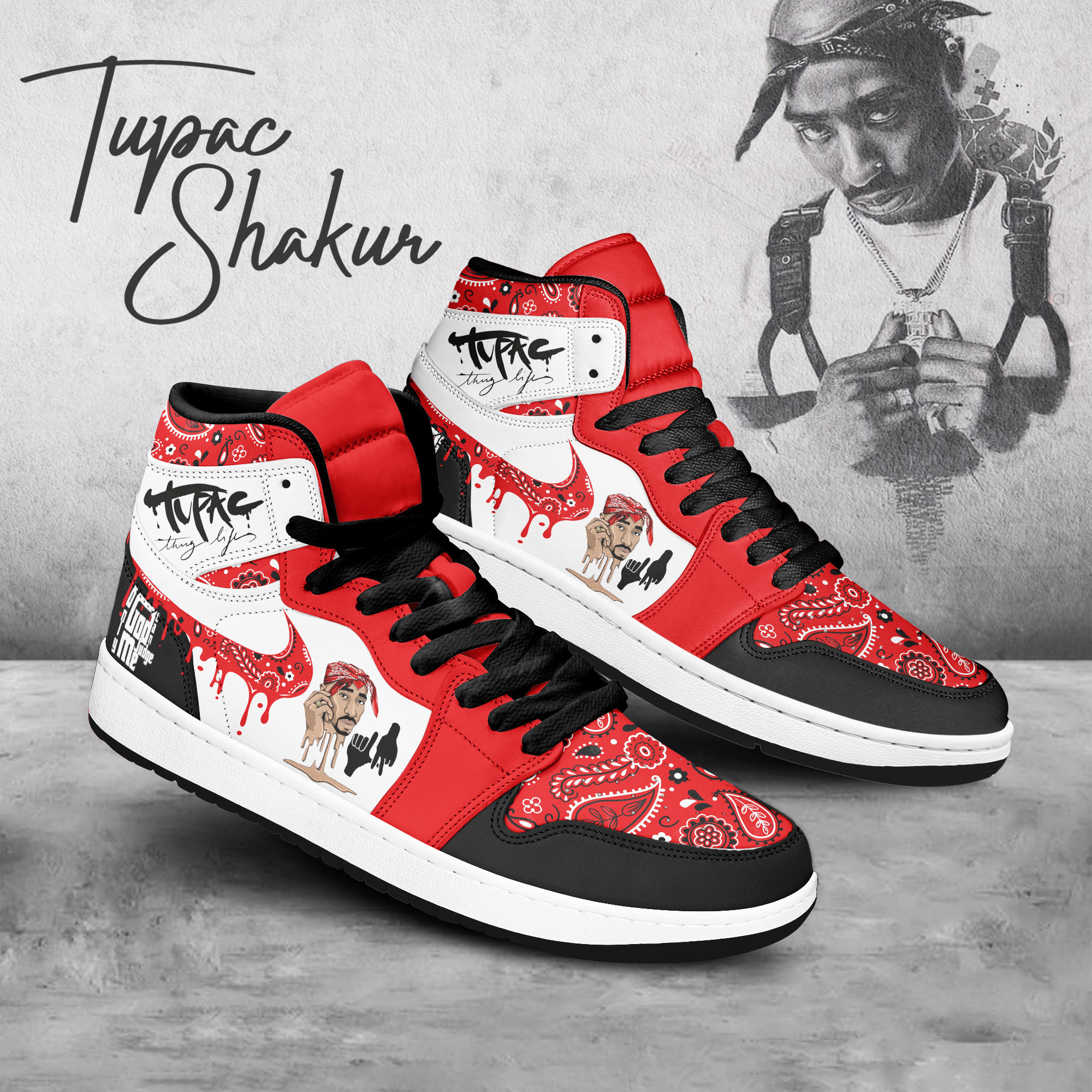 Tupac Shakur AJ1 High Sneakers Shoes For Men And Women Calebmatthewhans