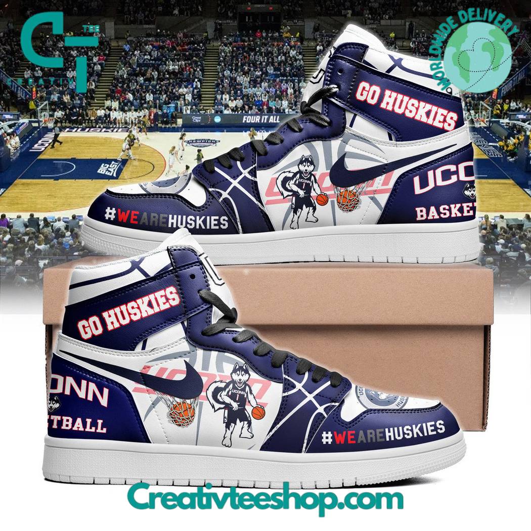 UConn Huskies AJ1 High Sneakers Shoes For Men And Women Calebmatthewhans