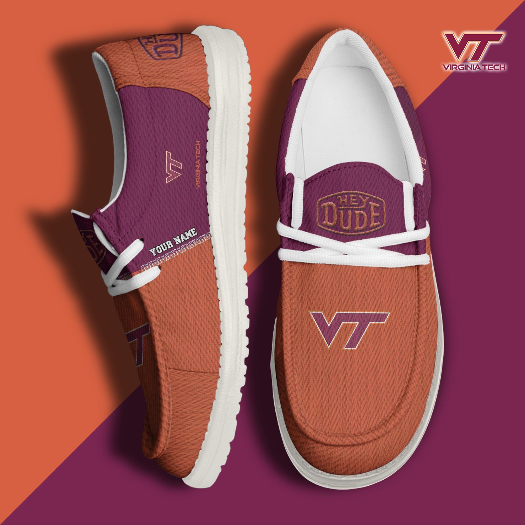 Virginia Tech Hokies Personalized Hey Dude Shoes For Men And Women Calebmatthewhans