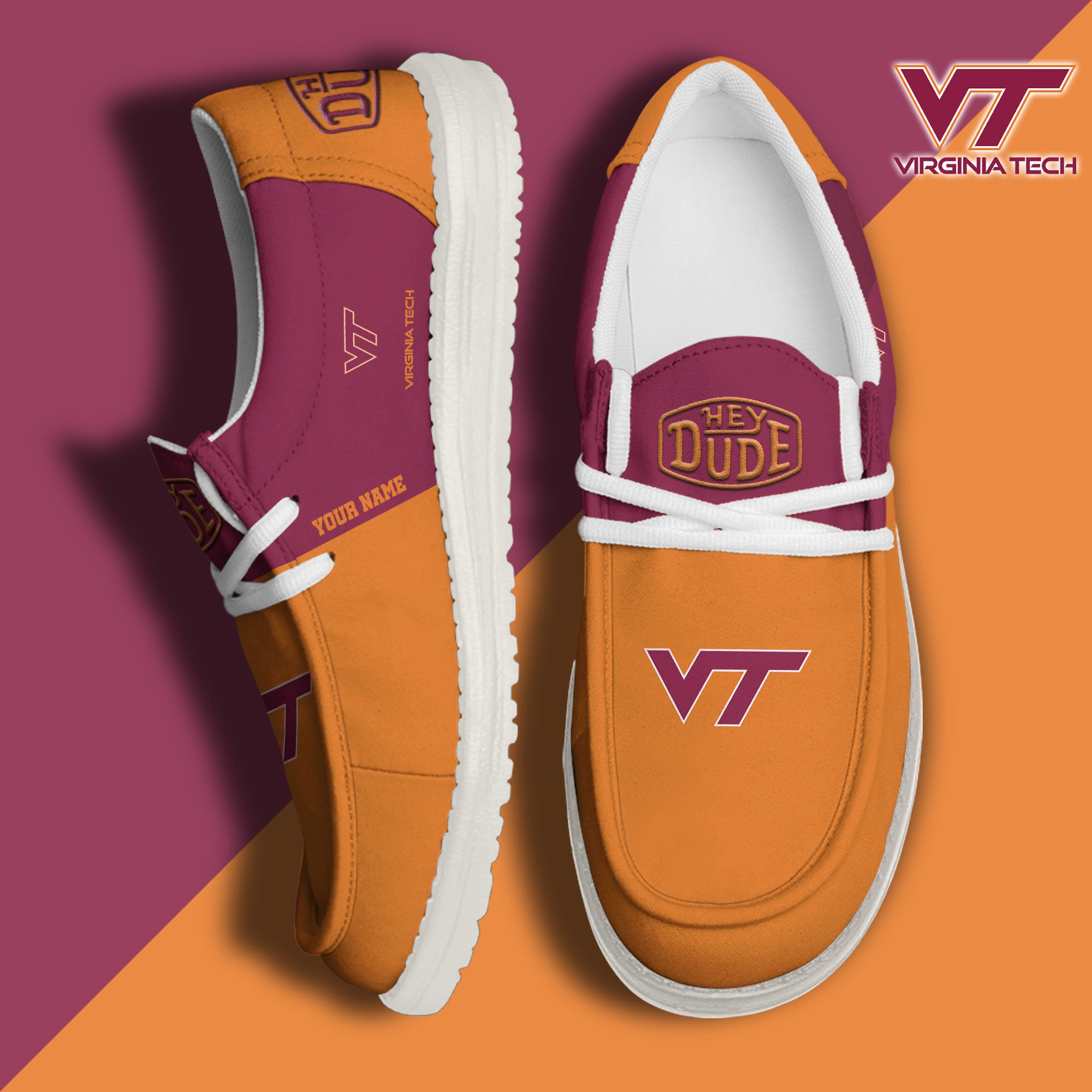 Virginia Tech Hokies Personalized Hey Dude Shoes For Men And Women Calebmatthewhans