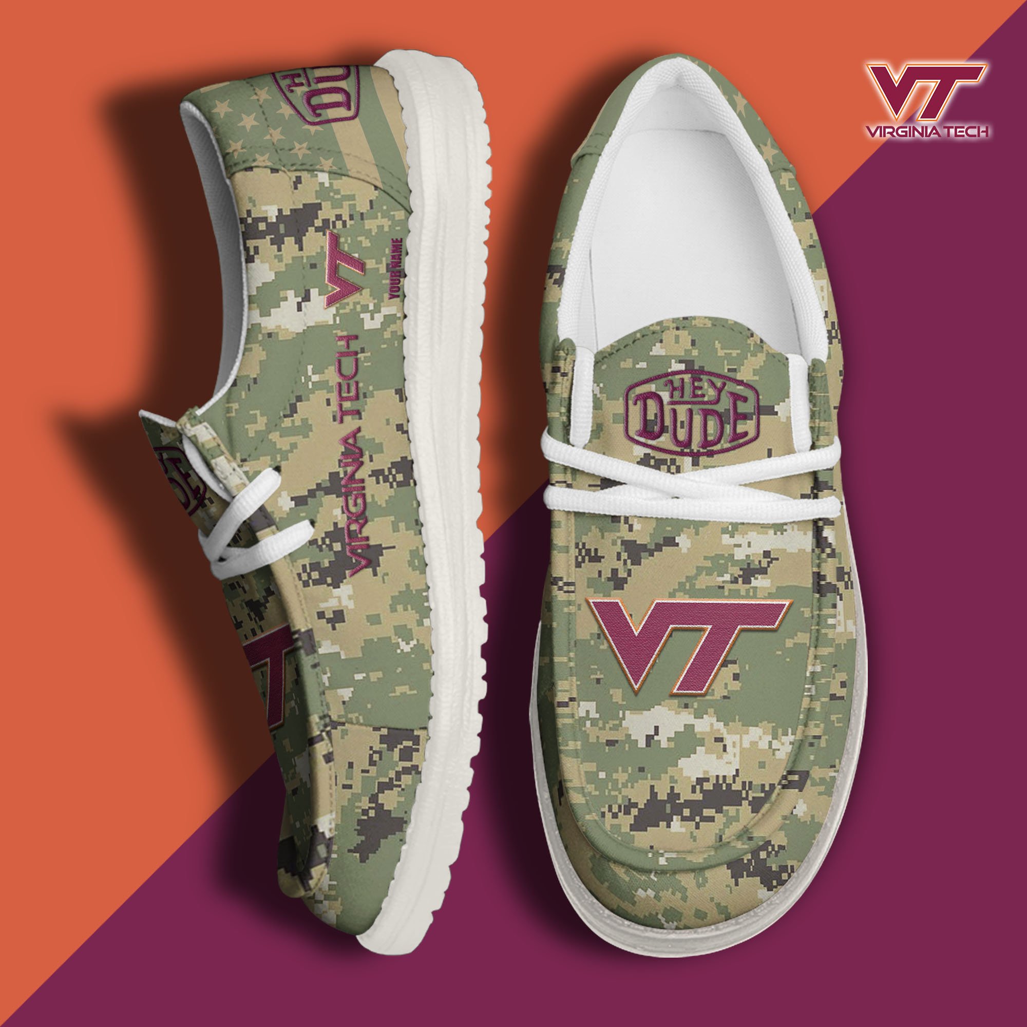 Virginia Tech Hokies Personalized Hey Dude Shoes For Men And Women Calebmatthewhans
