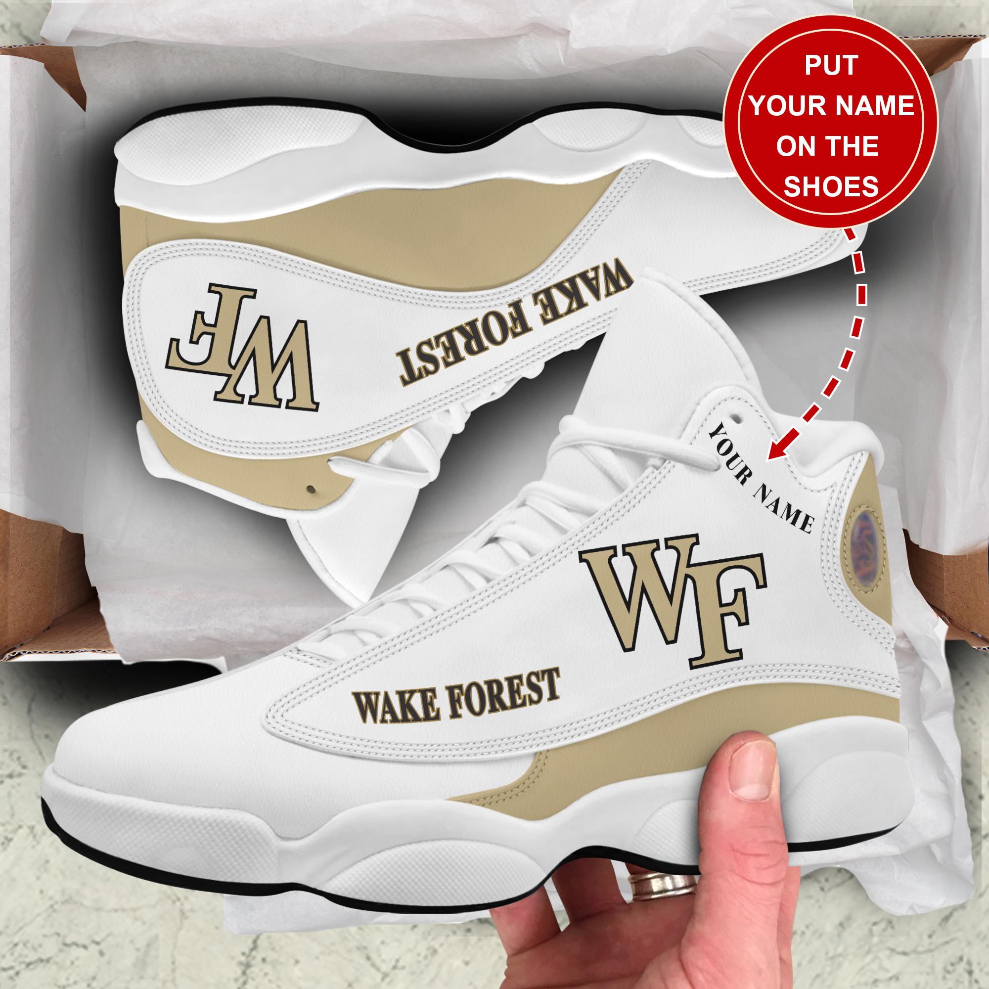 Wake Forest Demon Deacons AJ13 Sneakers Shoes For Men And Women Calebmatthewhans