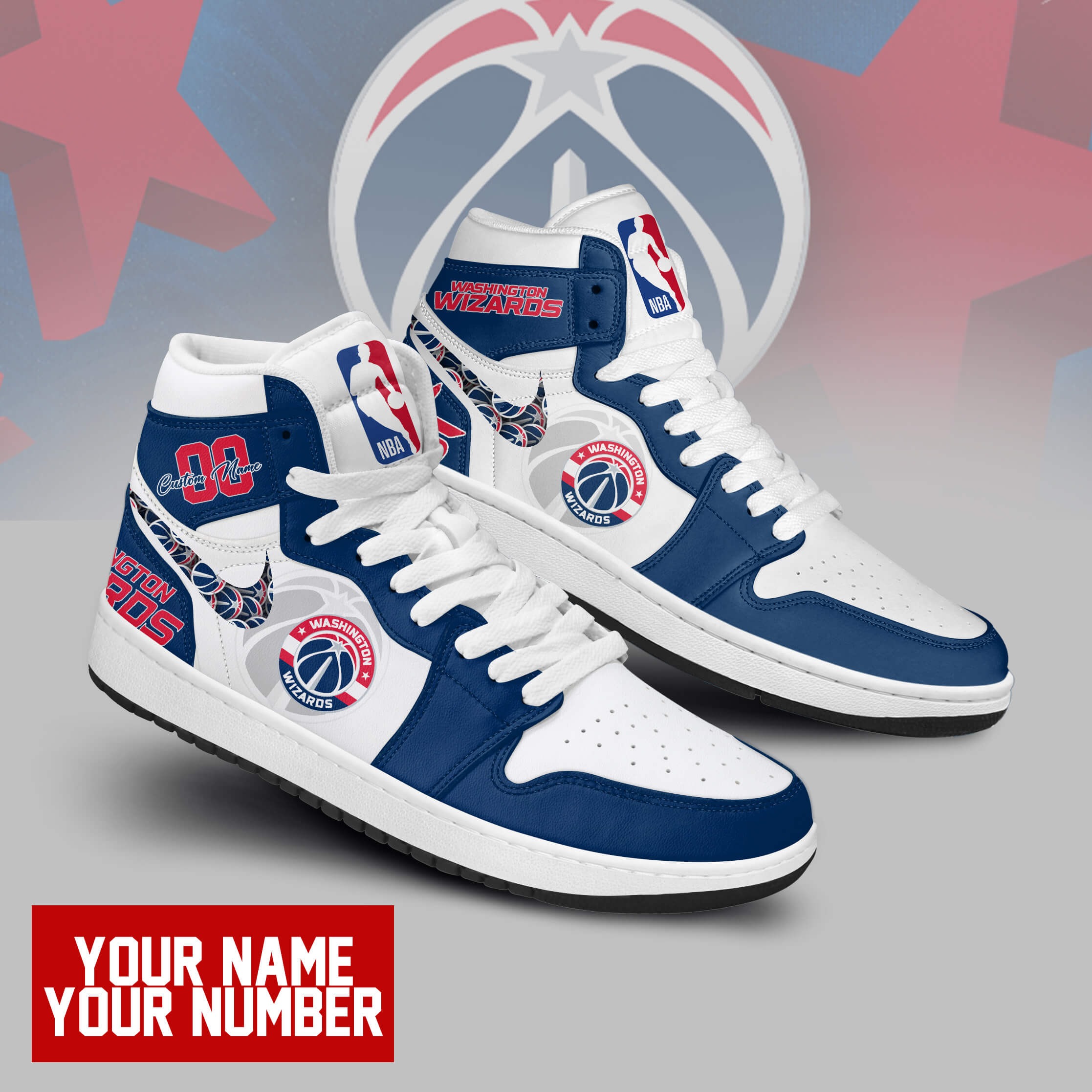 Washington Wizards AJ1 High Sneakers Shoes For Men And Women Calebmatthewhans