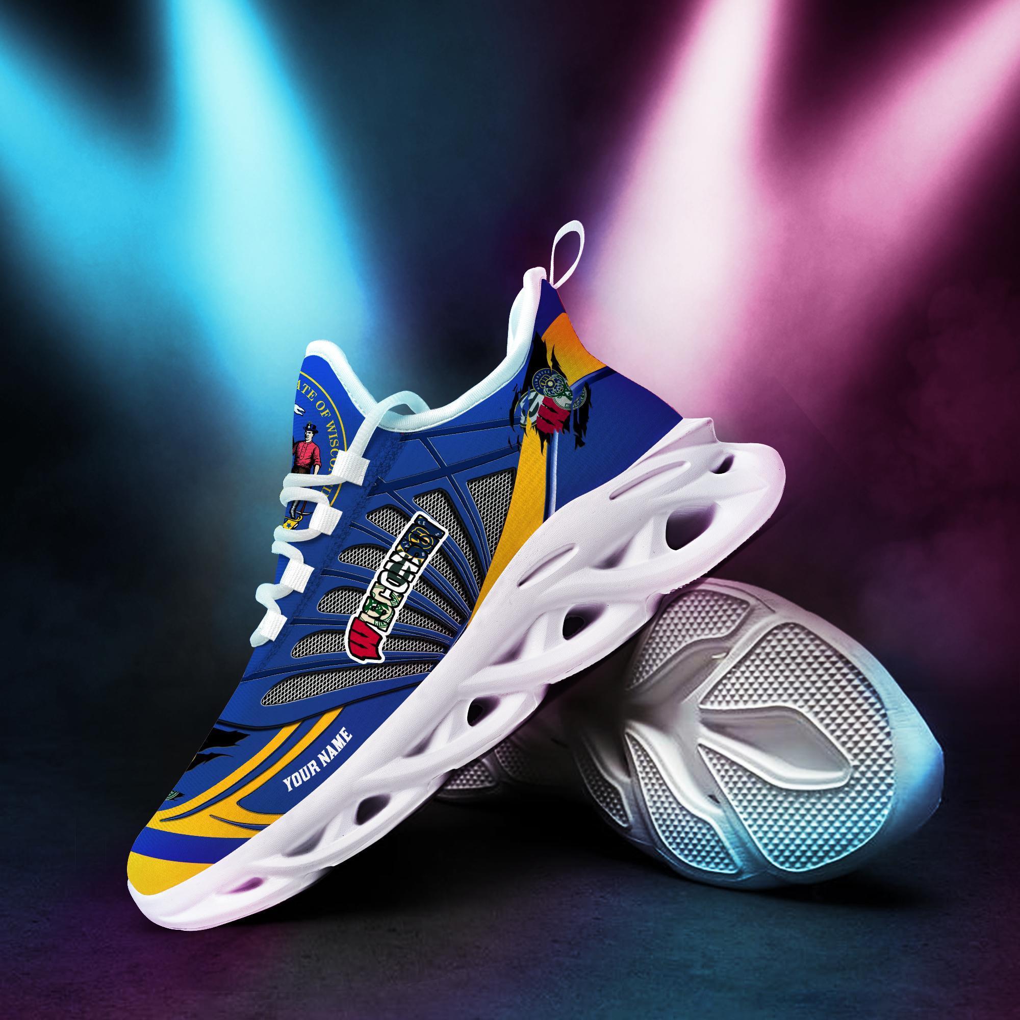 Wisconsin Badgers, Green Bay Packers, Milwaukee Brewers, Milwaukee Bucks Max Soul Shoes Sneakers For Men And Women Calebmatthewhans