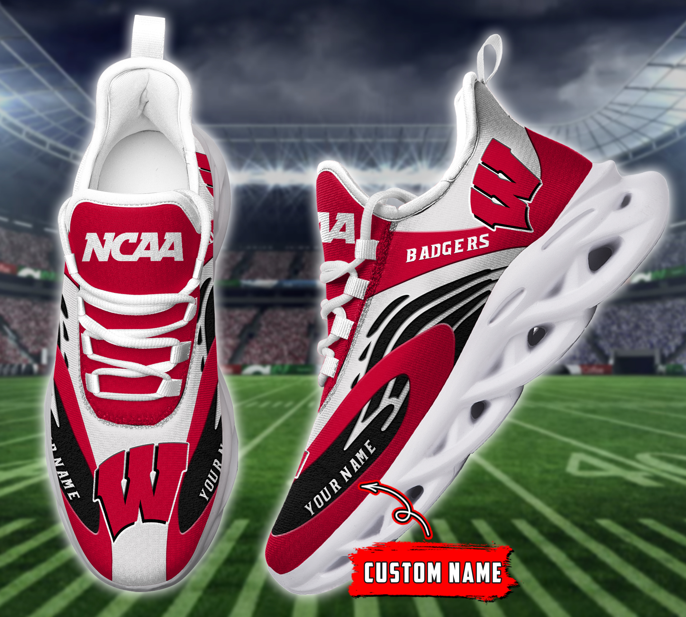 Wisconsin Badgers NCAA Max Soul Shoes Sneakers For Men And Women Calebmatthewhans