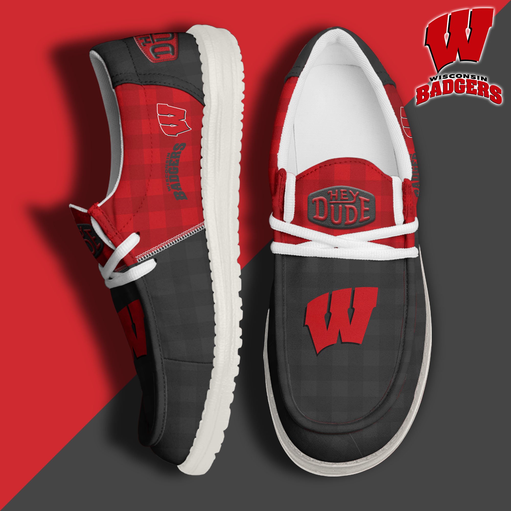 Wisconsin Badgers Personalized Hey Dude Shoes For Men And Women Calebmatthewhans