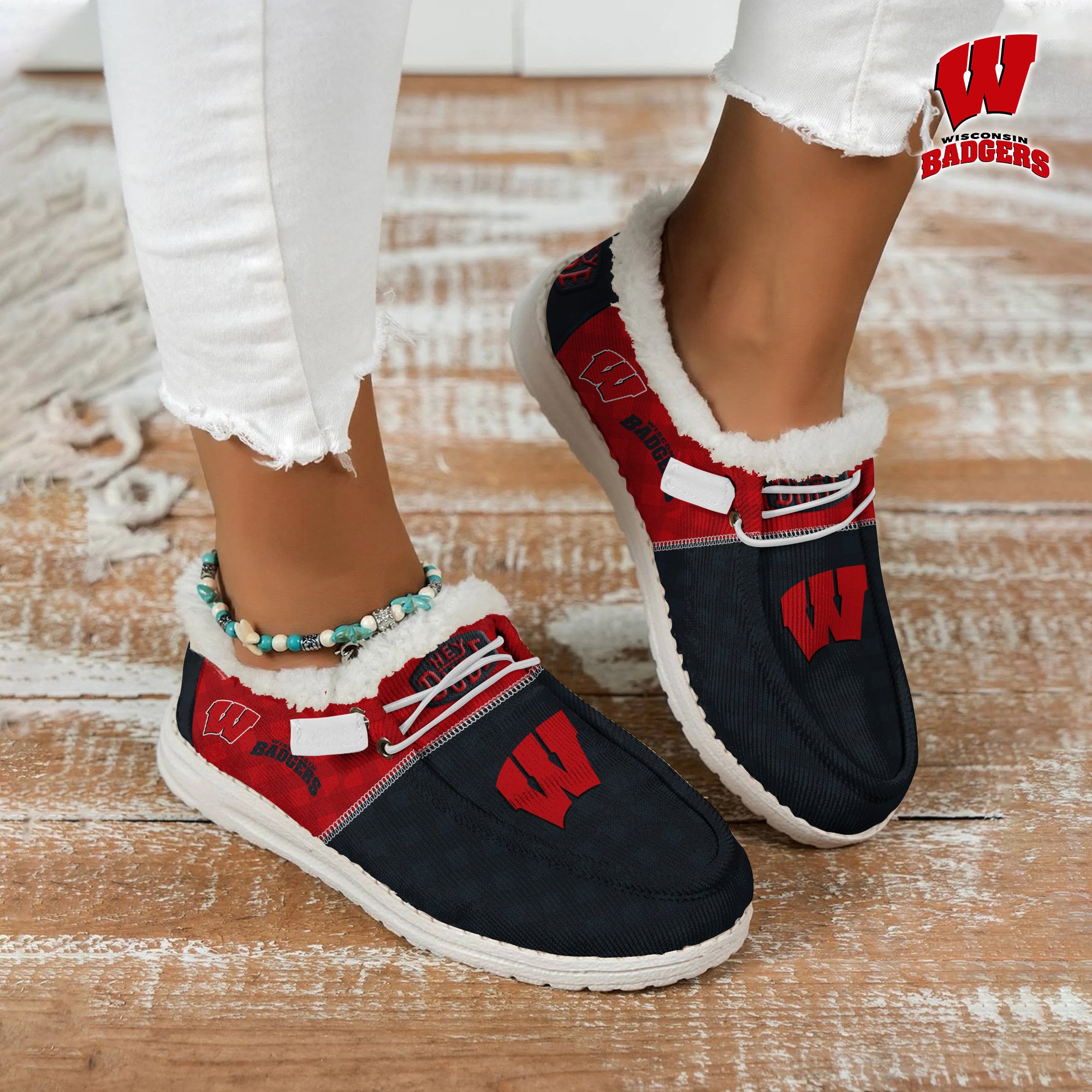 Wisconsin Badgers Personalized Hey Dude Shoes For Men And Women Calebmatthewhans
