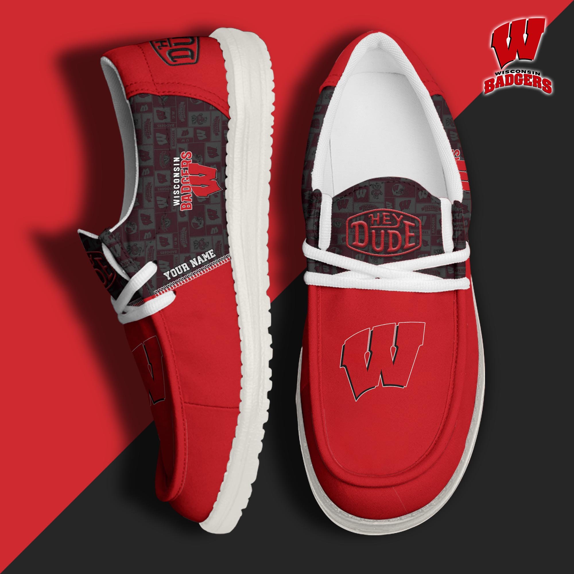 Wisconsin Badgers Personalized Hey Dude Shoes For Men And Women Calebmatthewhans