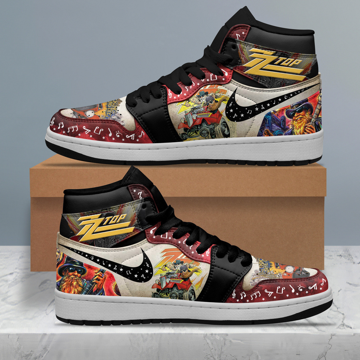 ZZ Top AJ1 High Sneakers Shoes For Men And Women Calebmatthewhans