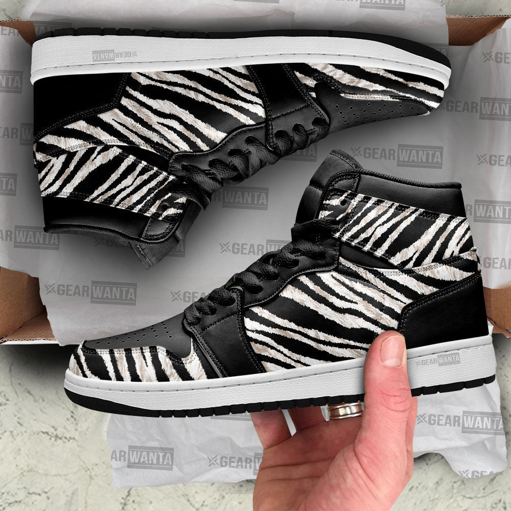 Zebra Skin AJ1 High Sneakers Shoes For Men And Women Calebmatthewhans