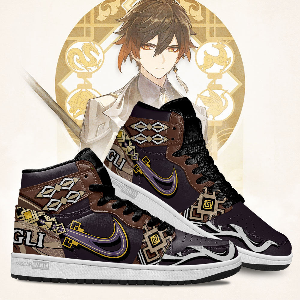 Zhongli Genshin Impact AJ1 High Sneakers Shoes For Men And Women Calebmatthewhans